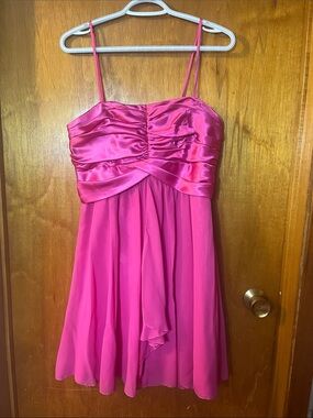 Jessica McClintock Hot Pink Spaghetti Strap Midi Dress 9